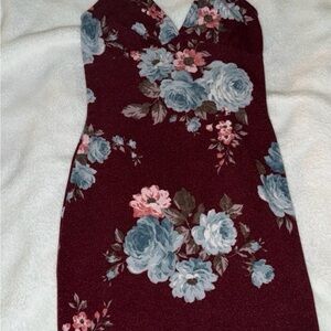 Joe & Elle Burgundy Floral Mini Dress